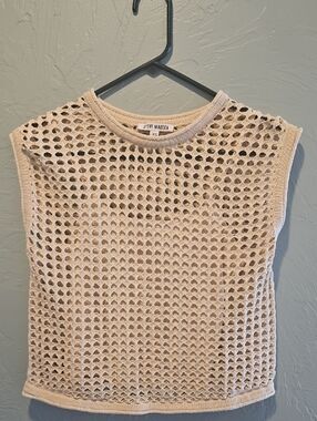 Steve Madden Beige Open-Knit Sleeveless Tank